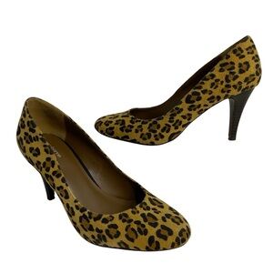 Liz Claiborne Shoes Dress 3” Heels Brown Black Leopard Print Leather Size 7.5